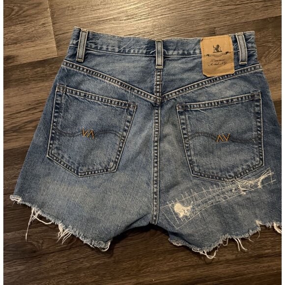 Denimist Nic Mid Rise Cutoff Blue Distressed High Rise Shorts Size 26 Festival - Picture 3 of 6